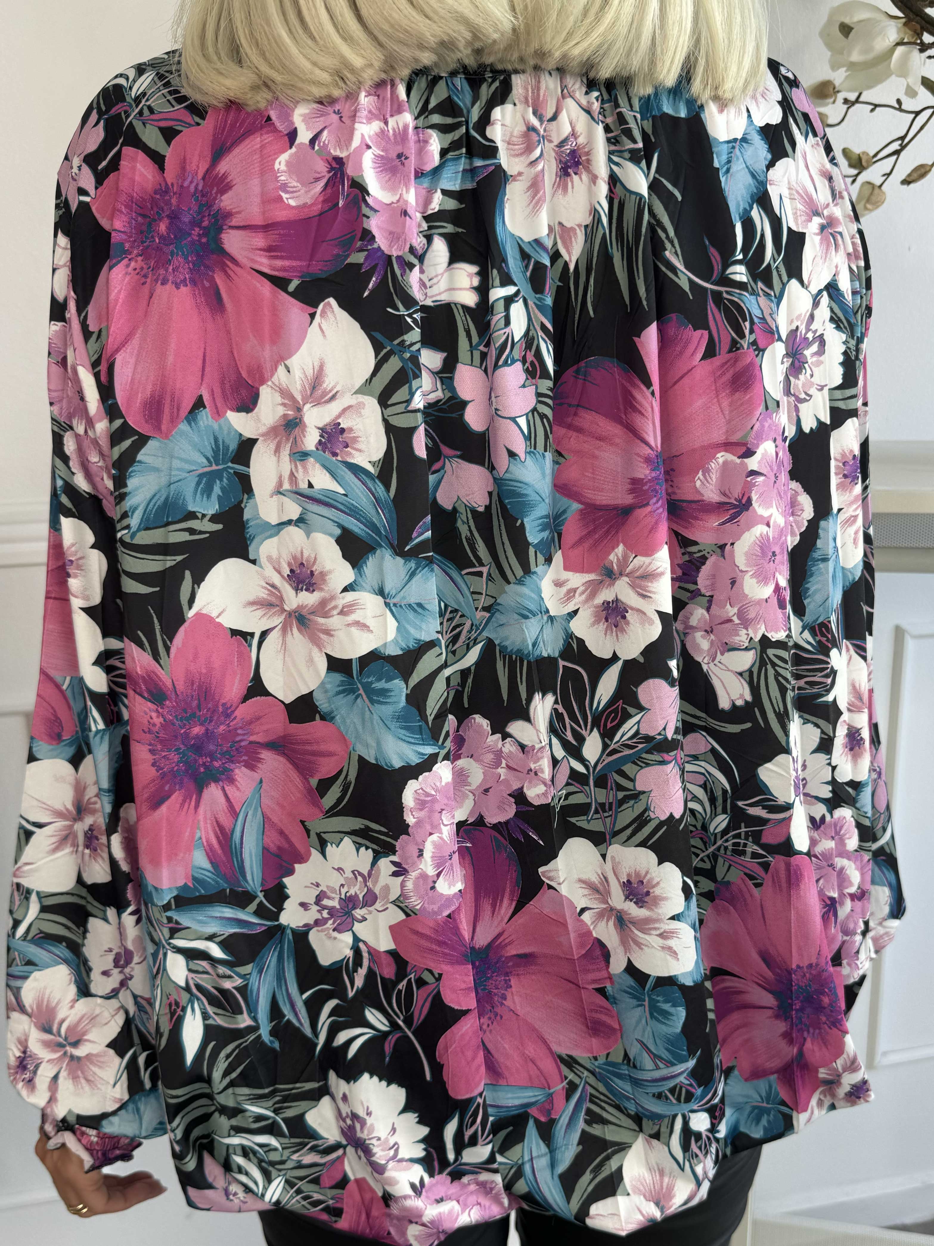 Miracle Floral L/S - Elastisk blommig blus med långa ärmar